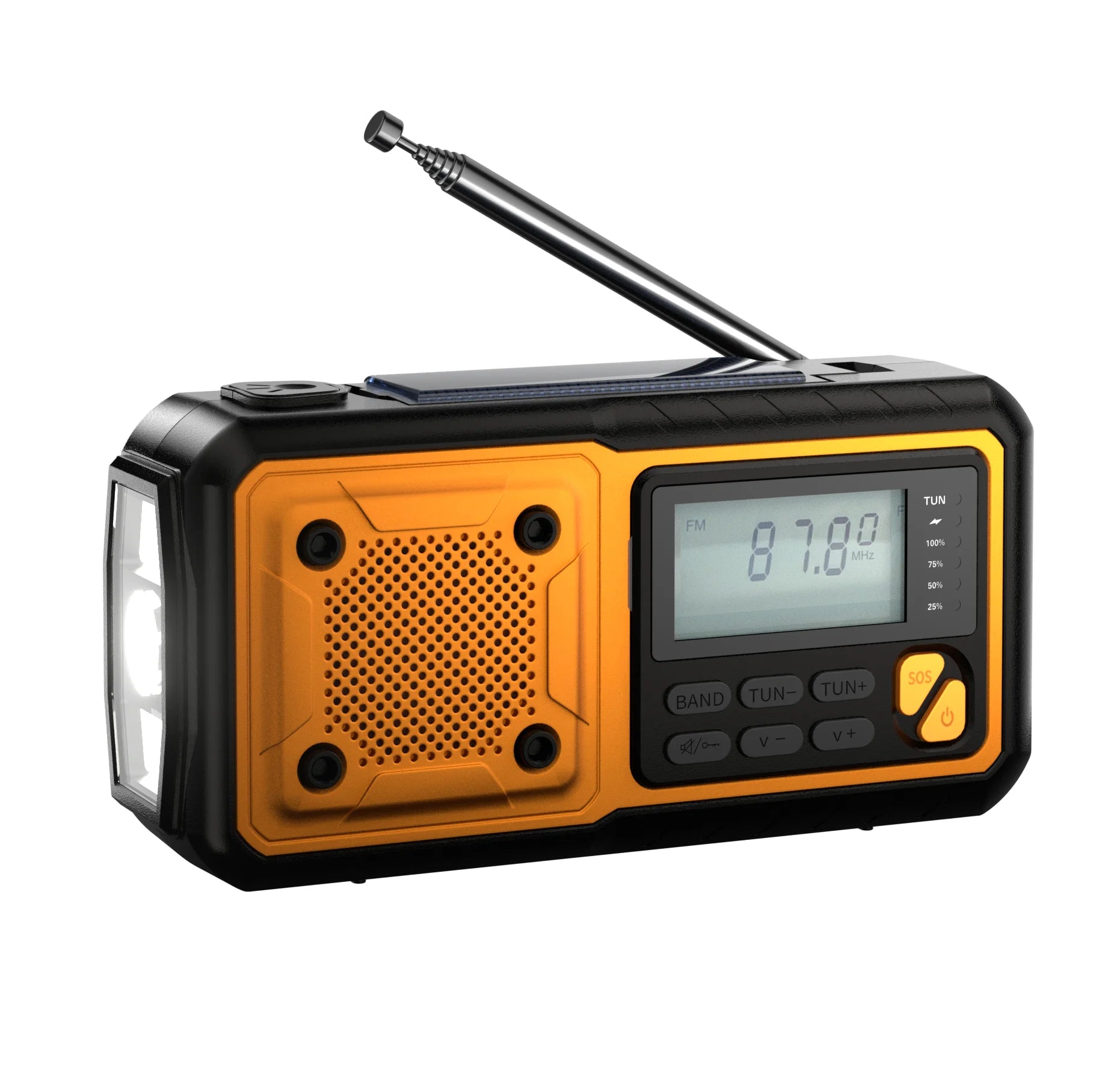 All-in-one, Solar Radio, Flashlight, SOS Phone Charger